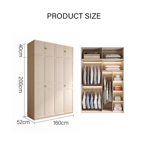 Leclerc Tall Wooden Wardrobe, Cream