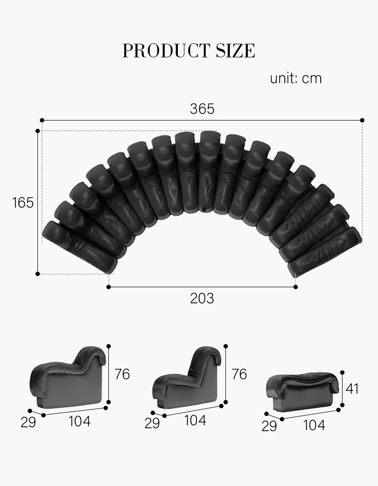 Robinson Four Seater, Five Seater Sofa, Piano Key Curved Sofa