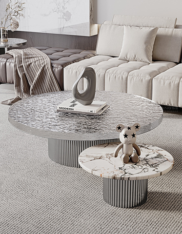Eirik Coffee Table & Side Table, Marble & Acrylic