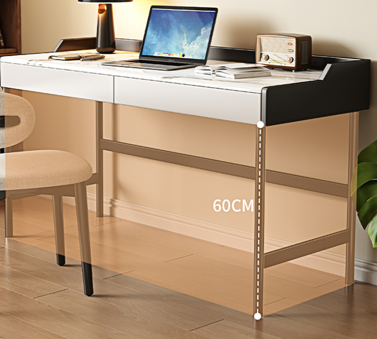 Zuriel Office Desk, White Sintered Stone