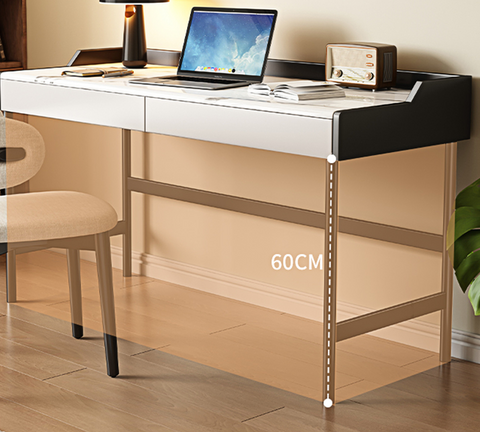 Zuriel Office Desk, White Sintered Stone