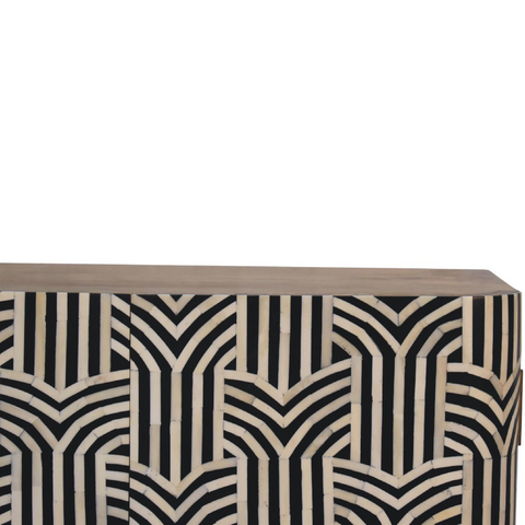 Artisan Furniture Solid Mango Wood Edessa Bone Inlay Cabinet