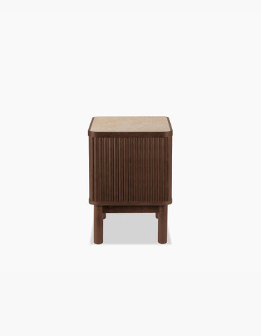 Tannenbaum 2 Drawer Bedside Table, Wood, With Sintered Stone Top