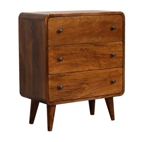 Artisan Furniture Solid Mango Wood Mini Curved Chestnut Chest