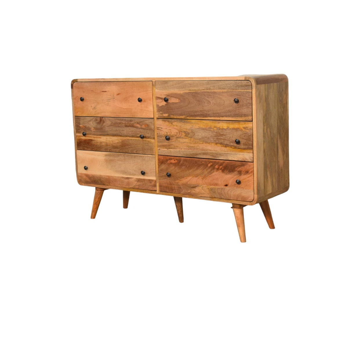 Artisan Furniture Solid Mango Wood Large Curved Oak-ish Chest