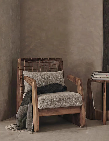 Delaney Retro Armchair, Solid Wood & Rattan