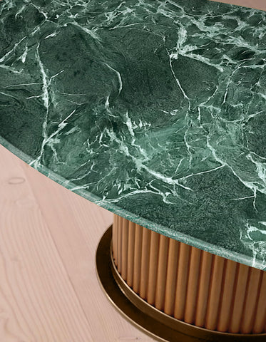 Murcell Oval Accent Coffee Table, Brazilian Green Marble