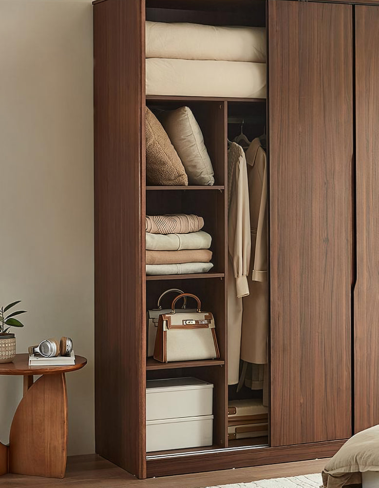 Kimura Slide Door Wardrobe With Hanging Rails, Walnut
