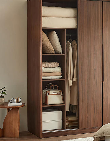 Kimura Slide Door Wardrobe With Hanging Rails, Walnut