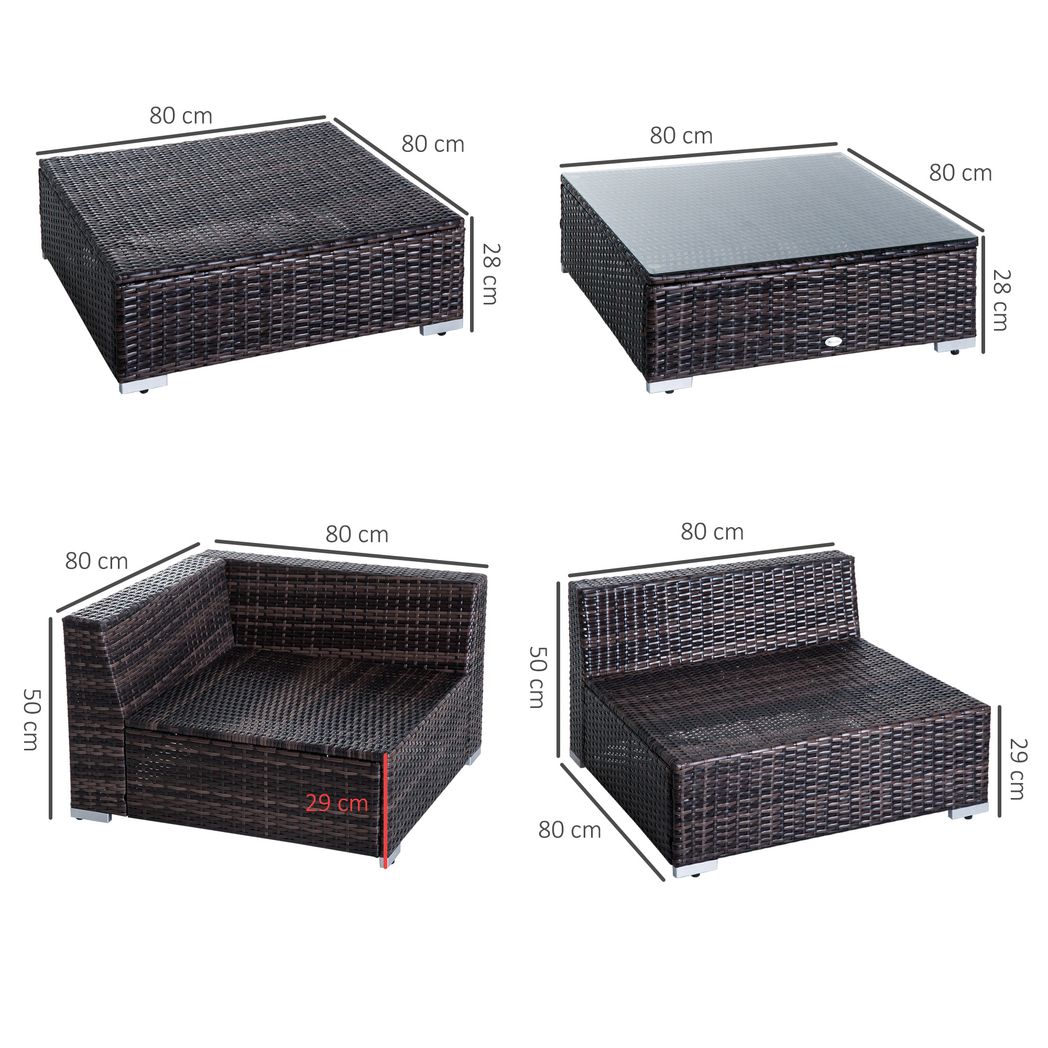 6 PC Rattan Sofa Coffee Table Set Sectional Wicker Weave Furniture