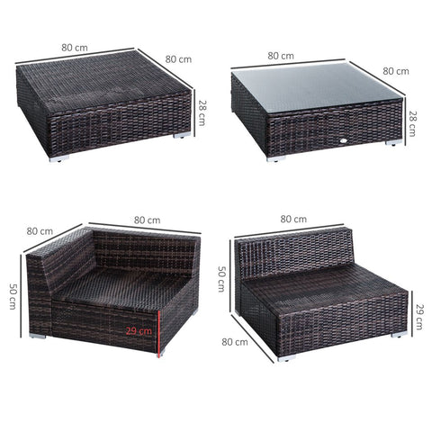 6 PC Rattan Sofa Coffee Table Set Sectional Wicker Weave Furniture