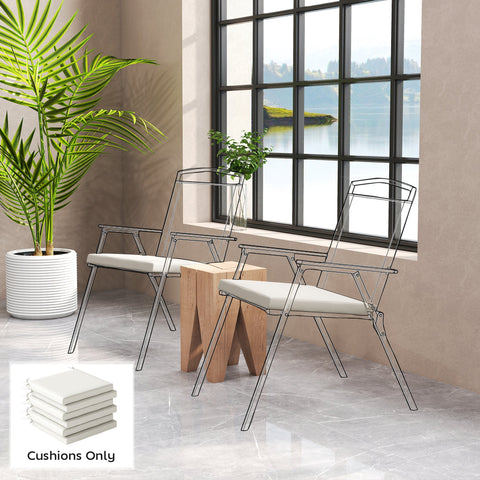 Outsunny Set of 6 Outdoor Seat Cushions with Machine Washable Cover, Water Repellent Seat Cushions Cream White