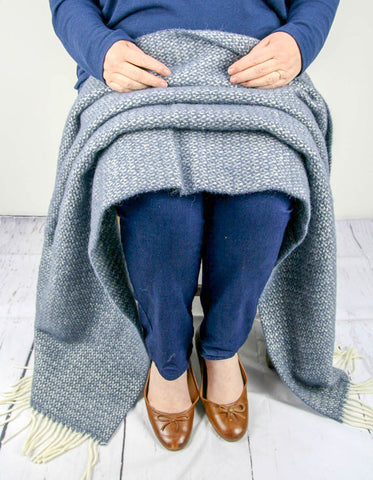Illusion Pure New Wool Throw - Blue Slate