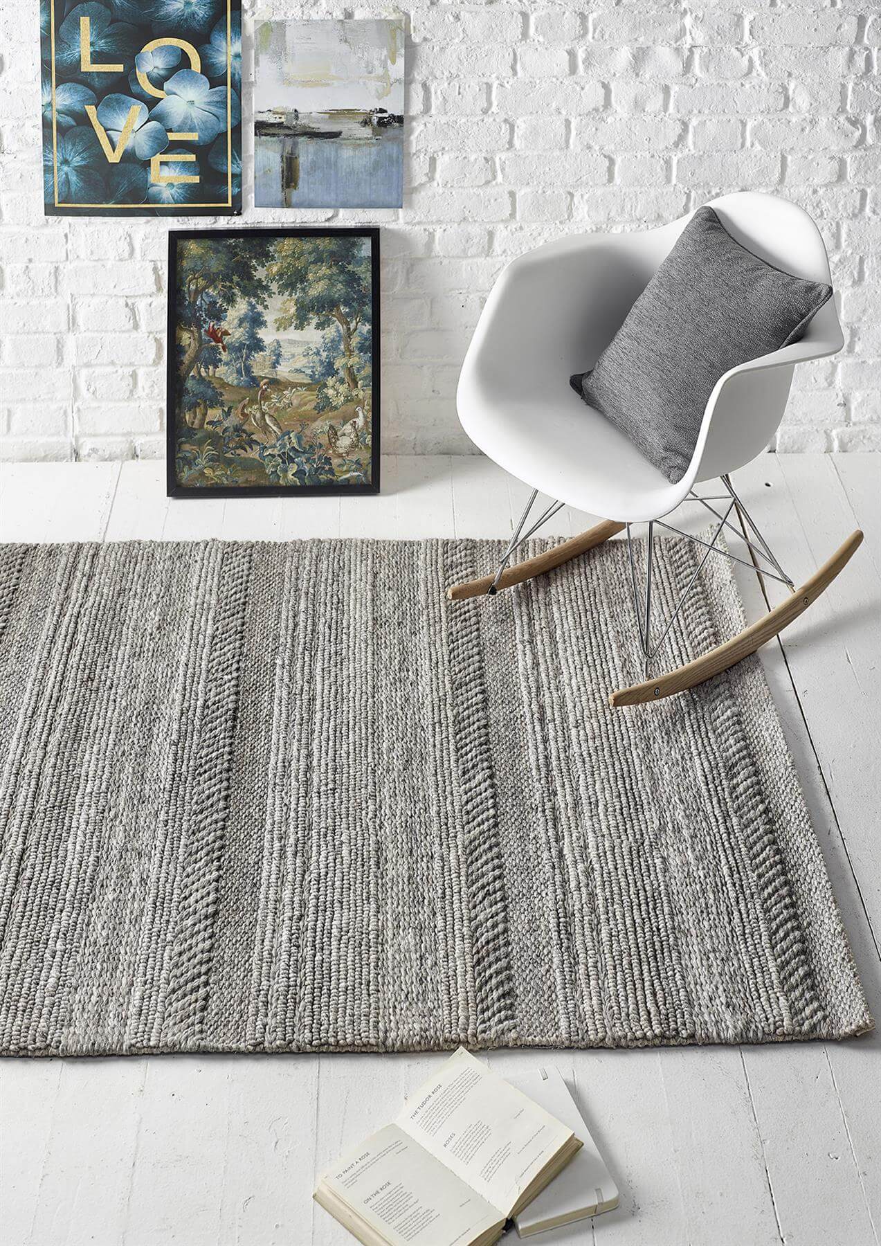 Chunky Natural/Grey Knitted Rug