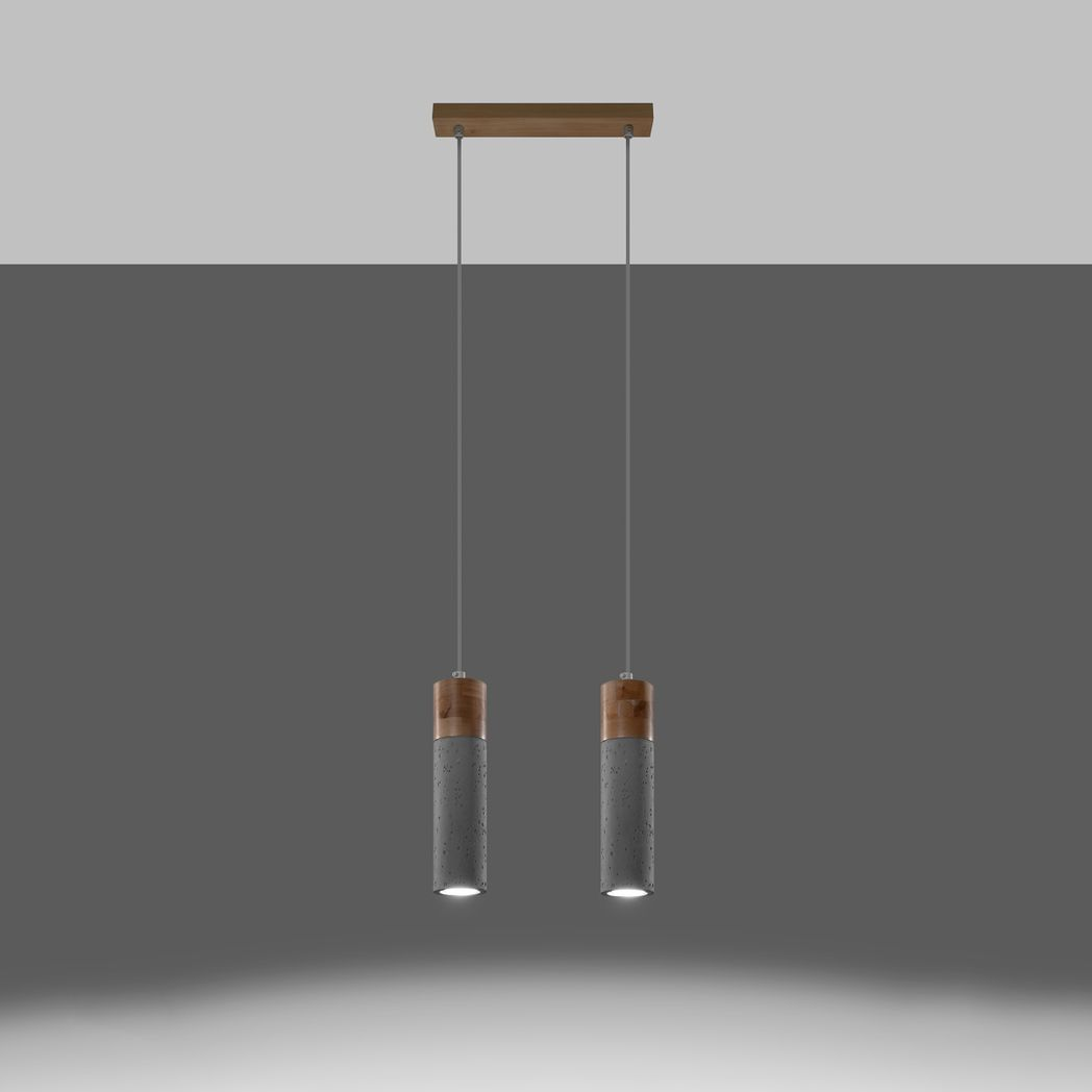Pendant lamp concrete, wood Zane industrial Design GU10