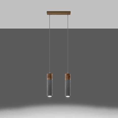 Pendant lamp concrete, wood Zane industrial Design GU10