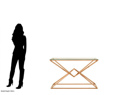 Allure Corseted Rose Gold Console Table