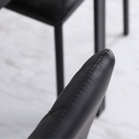 HOMCOM Modern Dining Chairs Upholstered Faux Leather Accent Chairs with Metal Legs for Kitchen, Set of 4, Black