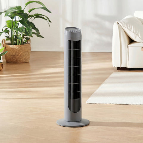 HOMCOM Tower Fan for Bedroom Cooling, 75cm Electric 70° Oscillating with 3 Speed Settings, Standing Floor Fan, Grey