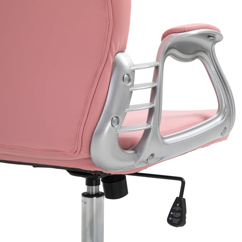 Vinsetto Office Chair Ergonomic 360\'c2\'b0 Swivel PU Diamante Padded Base 5 Castor Wheels for Home Work Pink