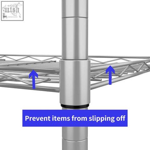 Silver chrome-plated 6-tier wire shelving unit with adjustable design for living room and heavy duty storage shelves