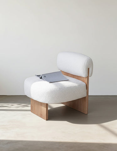 Evander Boucle Armchair with Wooden Frame