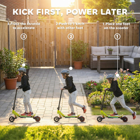 SPORTNOW Electric Scooter for Kids, Foldable E Scooter for Age Age 6+ with LED Display, RGB lights, Up to 16km/h, Green