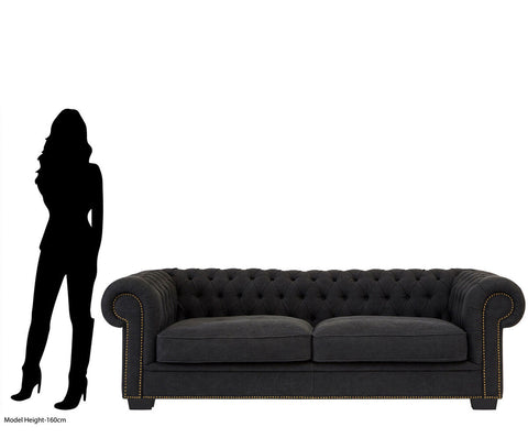 Lincoln 3 Seater Charcoal Fabric Sofa