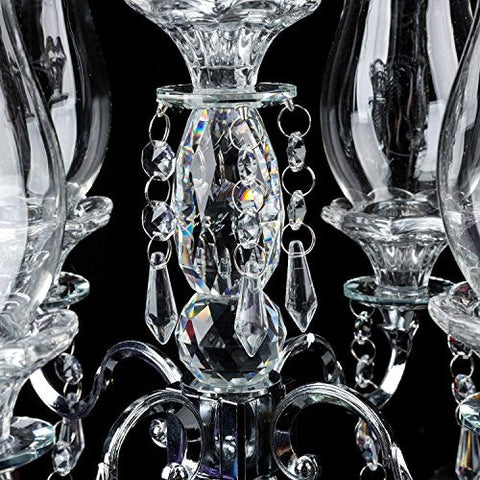 London Boutique Crystal Candelabra Tea Light Candle Holders 5 Arms Decorative with swarovski crystal elements Gift Present (5 Arms)