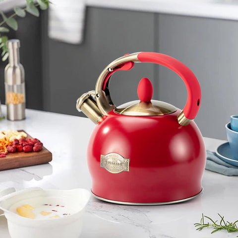 SUSTEAS Stove Top Whistling Tea Kettle-Surgical Stainless Steel Teakettle Teapot with Cool Touch Ergonomic Handle,1 Free Silicone Pinch Mitt