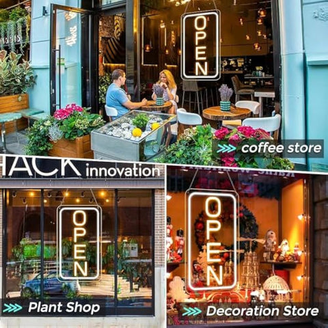 LightingWill LED Neon Open Sign, 23"x 12" Ultra Bright Open Signs for Business, Light Up Signs for Business Window, Coffee Shops, Stores, Restaurants Bars Hotel, Yellow/White, Vertical