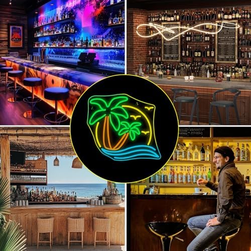 Horseneon Palm Tree Neon Sign Coconut Tree Neon Lights LED Light Sign USB Powered Neon Lights Sea Neon Signs for Bedroom Summer Beach Restaurant Man Cave Beer Cafe Bistro Club Party Decor