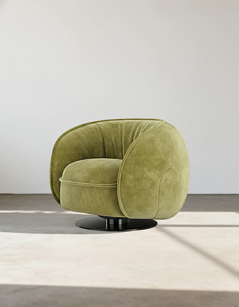 Elowen Swivel Lounge Chair, Green Vintage Armchair