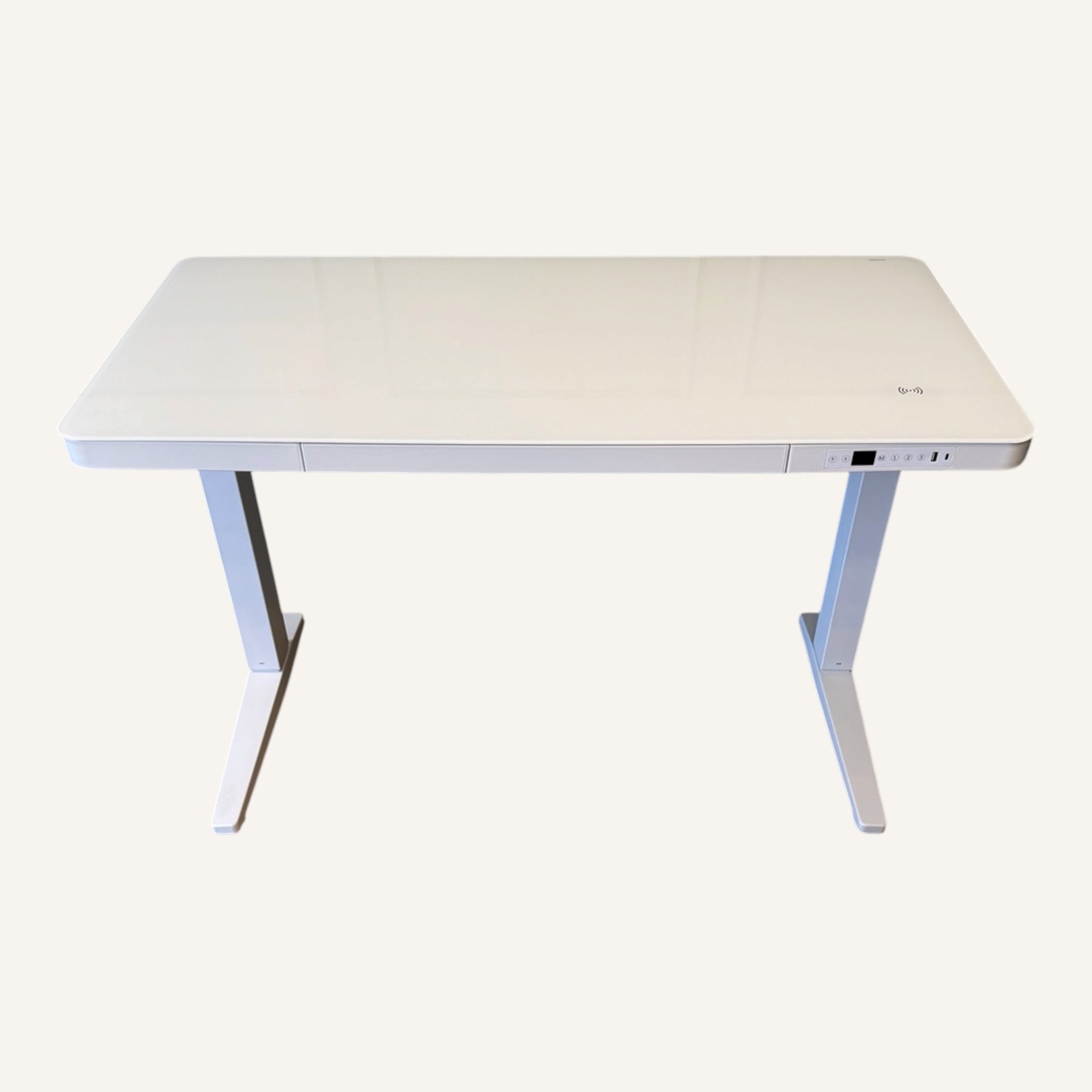 E-Max Electric Height Adjustable Desk White (Glass Top) – Purus Life