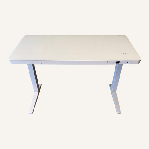 E-Max Electric Height Adjustable Desk White (Glass Top) – Purus Life