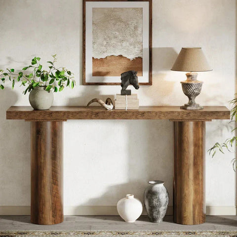 160cm Console Table, Long Rustic Sofa Table Bar Table