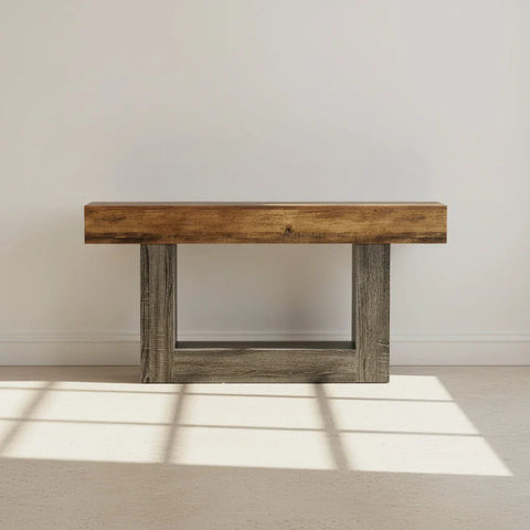 Distressed Wood Console Table 160cm - 2-Tier Sofa & Entry Table