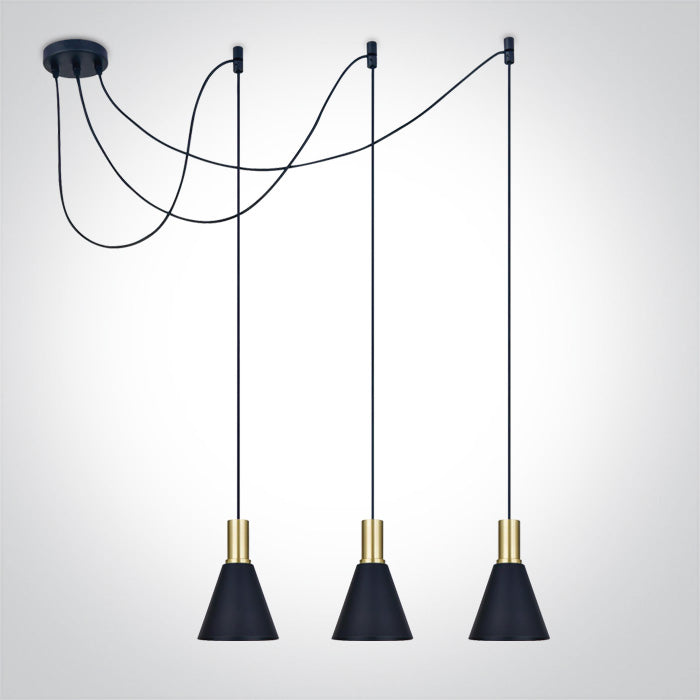 E27 Round Pendants - 63122B - 3x10W E27 pendant.