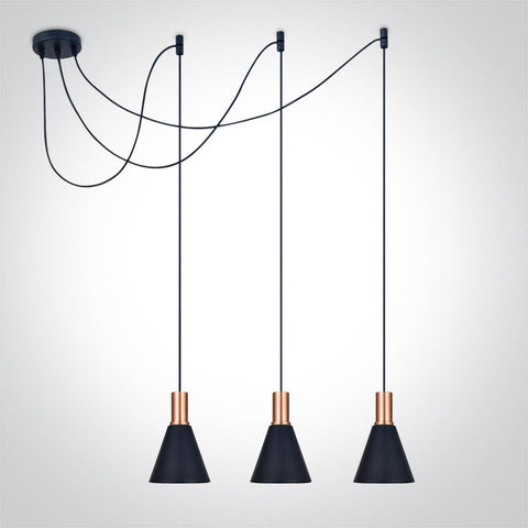 E27 Round Pendants - 63122B - 3x10W E27 pendant.