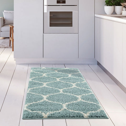 Moroccan Duck Egg Blue Shaggy Rug | 650