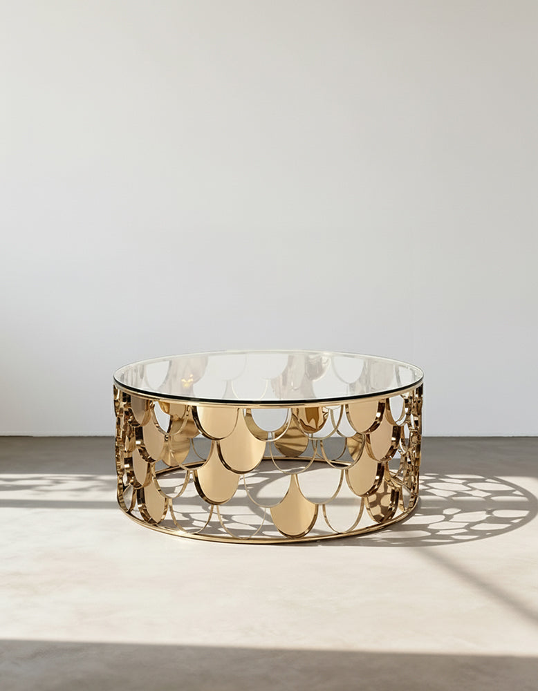 Gold Nesting Coffee Table, Marble