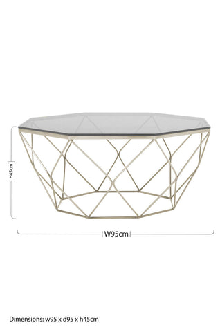 Allure Hexagon Coffee Table With Brushed Nickel Base