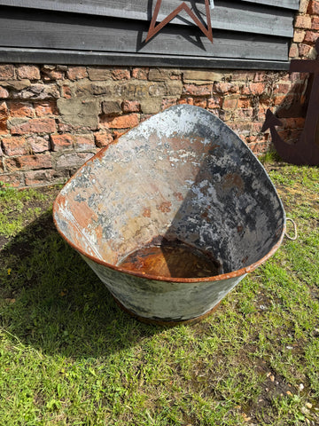 Vintage Galvanised Metal Bath Tub Garden Planter Vintage Rustic Display