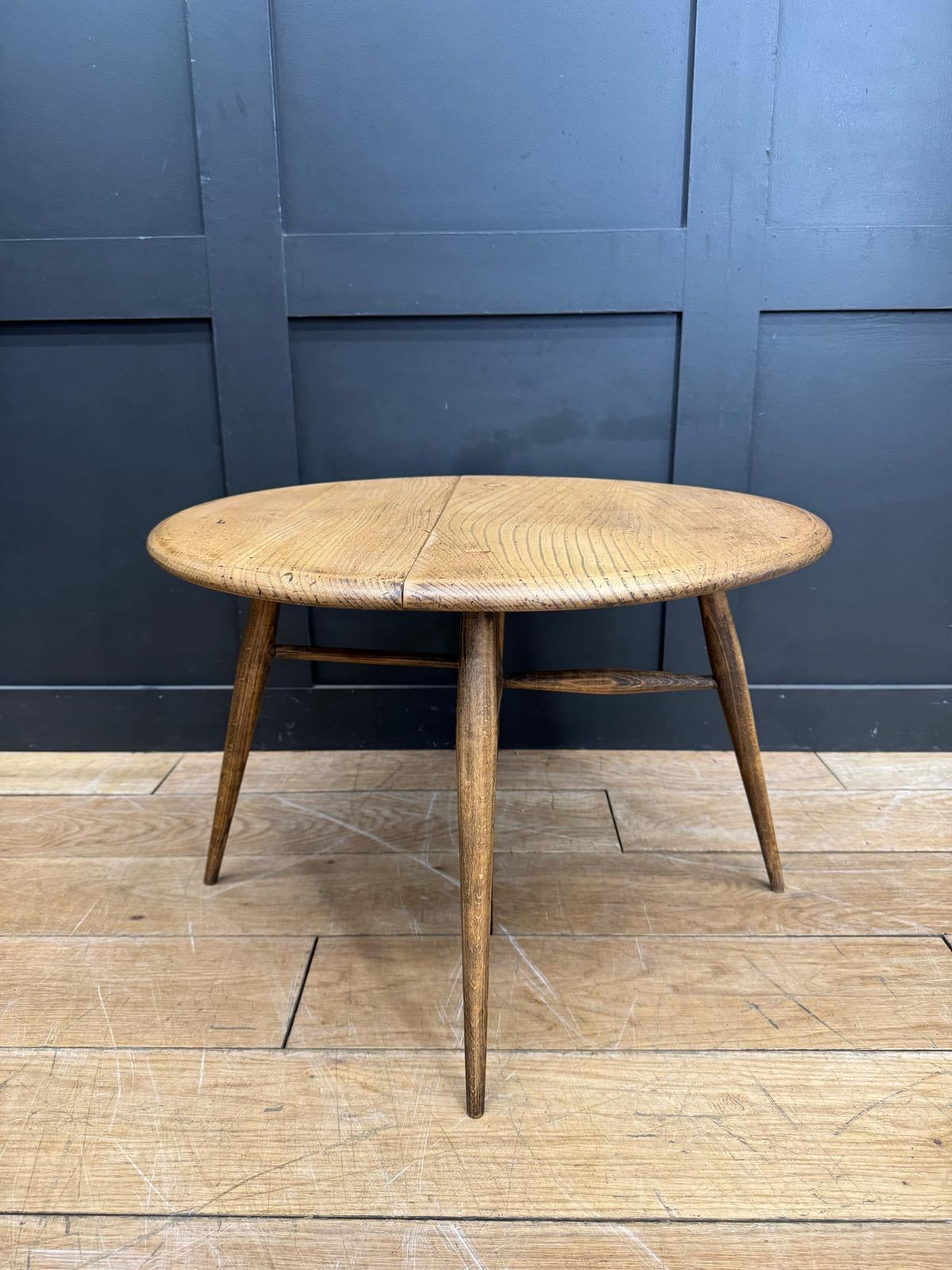 Vintage Round Ercol Coffee Table Model 308 / Elm Table  Drop Leaf  / Mid Century