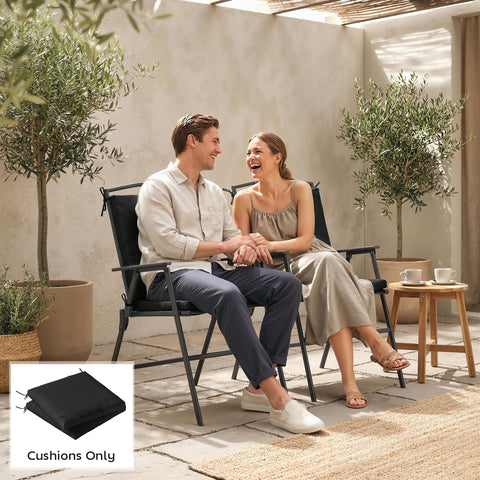 Outsunny Outdoor Seat Cushions Set of 2 with Ties, Waterproof Garden Seat Pads, Black