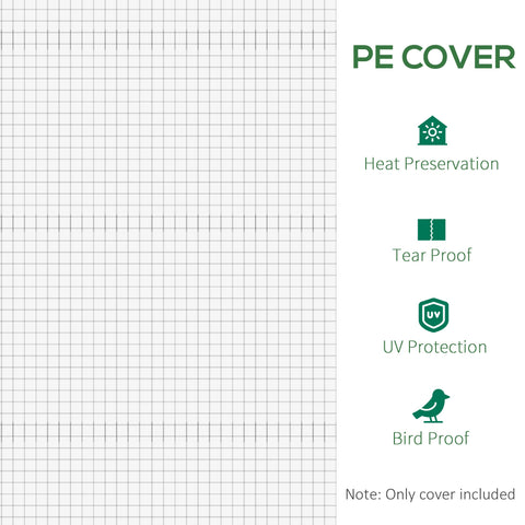 Outsunny 3 x 2 x 2m Greenhouse Replacement Cover ONLY Winter Garden Plant PE Cover for Tunnel Walk-in Greenhouse with Roll-up Windows Door Outdoor, White