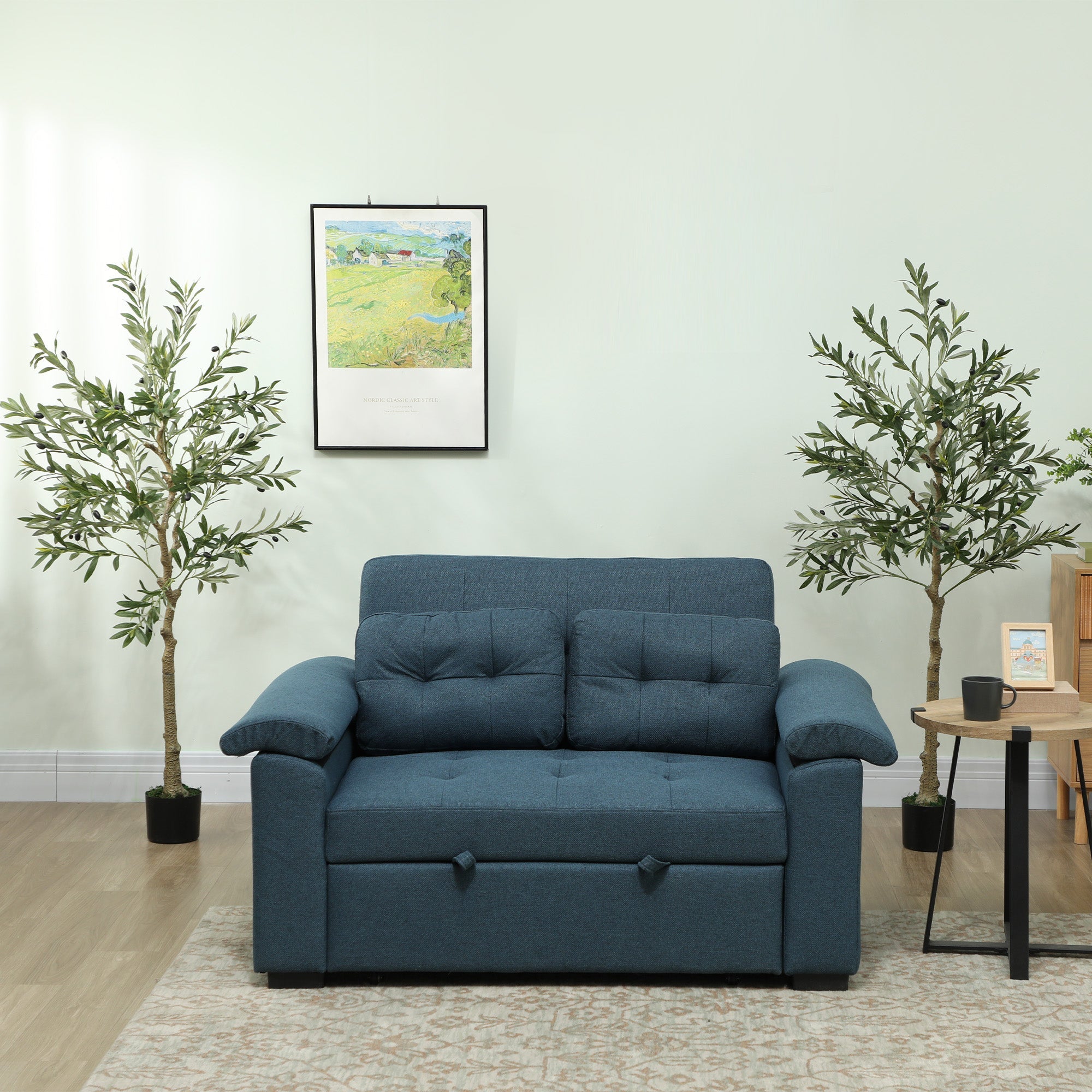 HOMCOM Set of 2 5ft/ 150cm Decorative Artificial Plant, Silk Olive Tree with 720 Leaves and 32 Olive Fruits in Pot, Fake Plant for Home, Office, Living Room, Indoor Decor