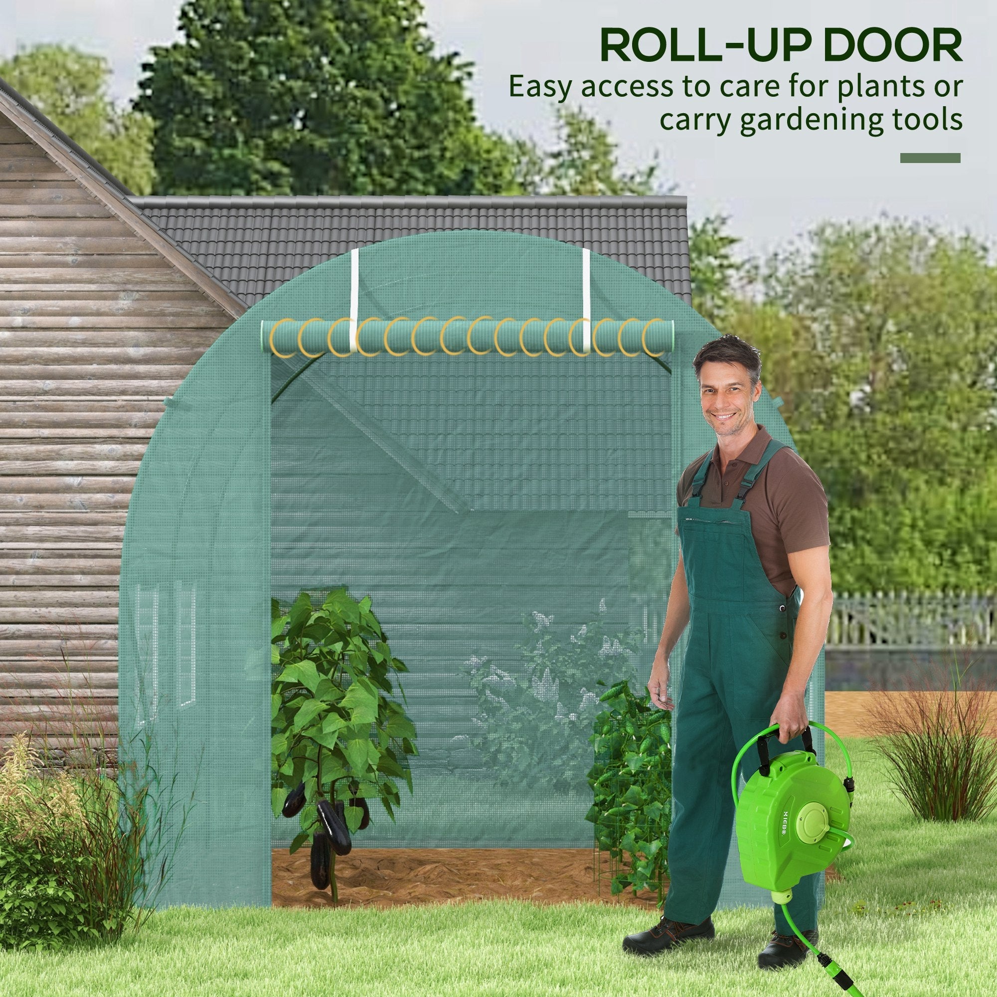 Outsunny 245 x 200cm Polytunnel Greenhouse - Green