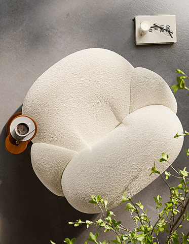 Pacha Swivel Boucle Armchair With Armrest, White
