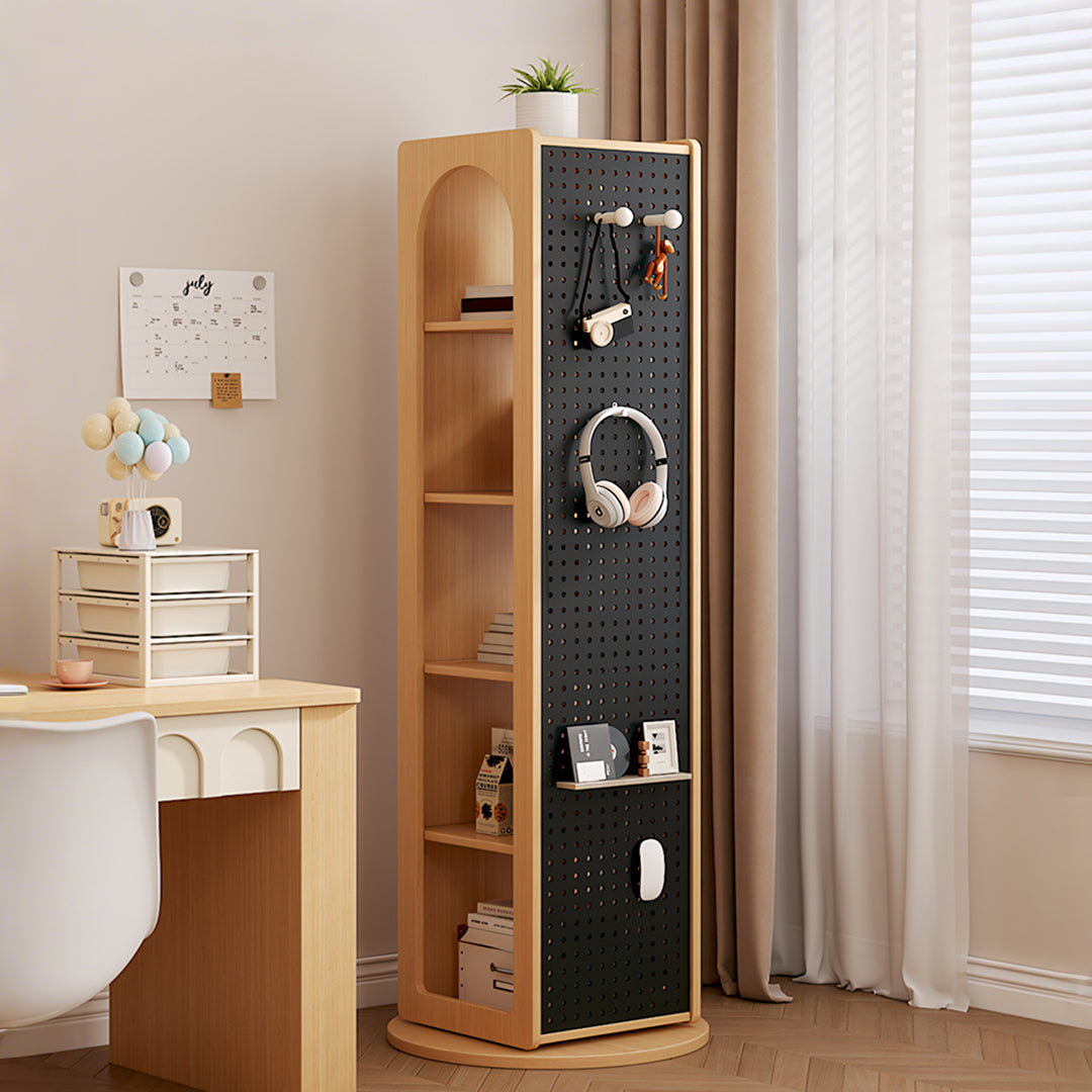 Correa Rotating Bookshelf, Freestanding Shelving Unit With Full Length Mirror